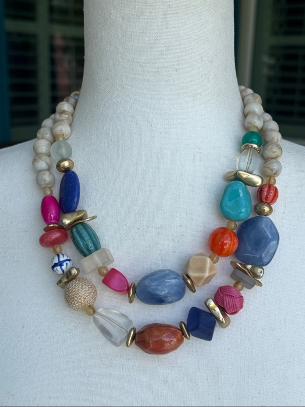 Chico‘s double strand beaded statement necklace - NWOT